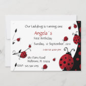 Ladybug Einladung Mädchen Geburtstagsparty (Vorderseite)