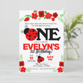 Ladybug Einladung zum 1. Geburtstag (Stehend Vorderseite)