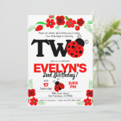 Ladybug Einladung zum 2. Geburtstag (Stehend Vorderseite)