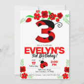 Ladybug Einladung zum 3. Geburtstag (Vorderseite)