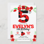 Ladybug Einladung zum 5. Geburtstag (Vorderseite)