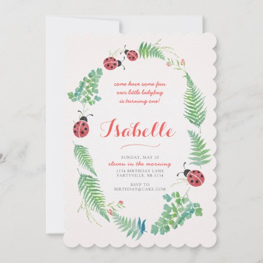 LadyBug Einladung zum Geburtstag (Vorderseite)