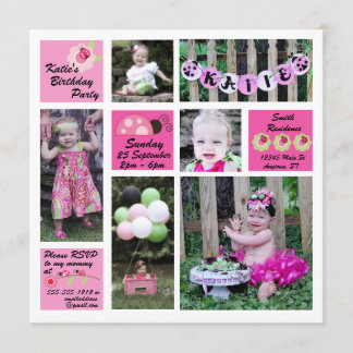 Ladybug Einladung zum Geburtstag