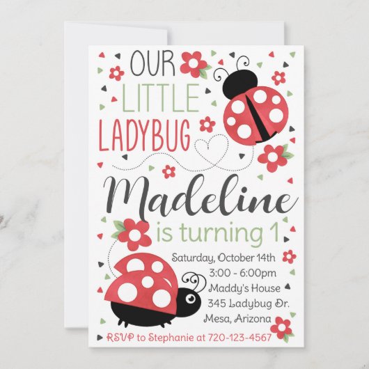 Ladybug Einladung zum Geburtstag, Ladybug Einladun (Vorderseite)