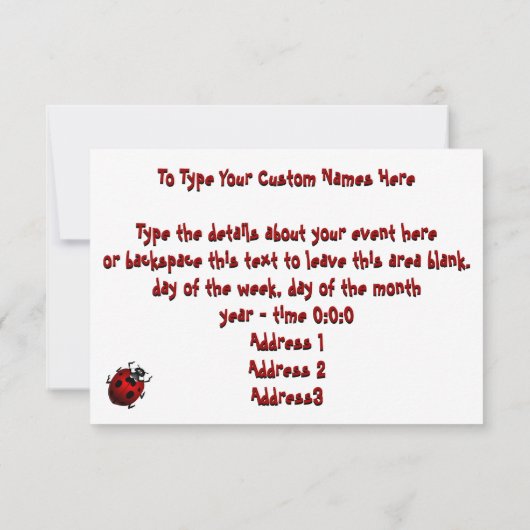 Ladybug Einladungen Personalisiert Red Ladybug UAW (Rückseite)
