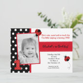 Ladybug Einladungen zur BIrthday Party (Stehend Vorderseite)