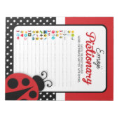 Ladybug Emoji Pictionary Baby Showspielpaket Notizblock (Vorderseite)