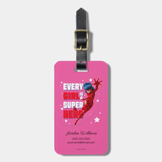 Ladybug Every Girl ist ein Super-Held Gepäckanhänger (Vorderseite vertikal)