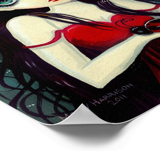 Ladybug Fairy Big Eye Art Poster Print (Ecke)