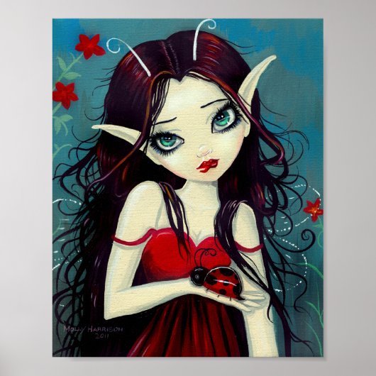 Ladybug Fairy Big Eye Art Poster Print (Vorne)