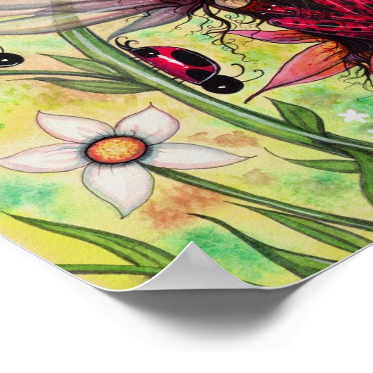Ladybug Fairy Fantasy Art Illustration von Poster (Ecke)