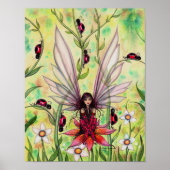 Ladybug Fairy Fantasy Art Illustration von Poster (Vorne)