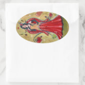 Ladybug Fairy Heart Valentine Fee von Renee Ovaler Aufkleber (Tasche)