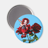 Ladybug Fairy über Rote Rosen Magnet (Vorderseite/Rückseite)