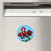 Ladybug Fairy über Rote Rosen Magnet (In Situ (Geschirrspüler))