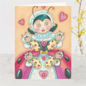Ladybug Familie MUTTER's DAY CARD individualisiere Karte (Gelbe Blume)