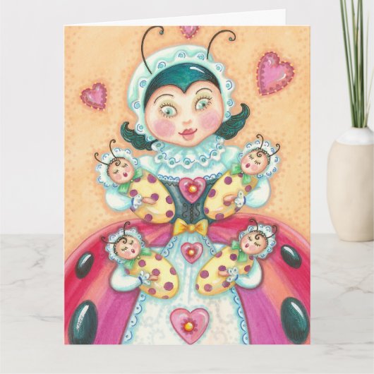 Ladybug Familie MUTTER's DAY CARD individualisiere Karte (Vorderseite)