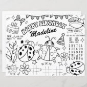 Ladybug Farbseite Geburtstags Tischset Dekoration (Vorne/Hinten)