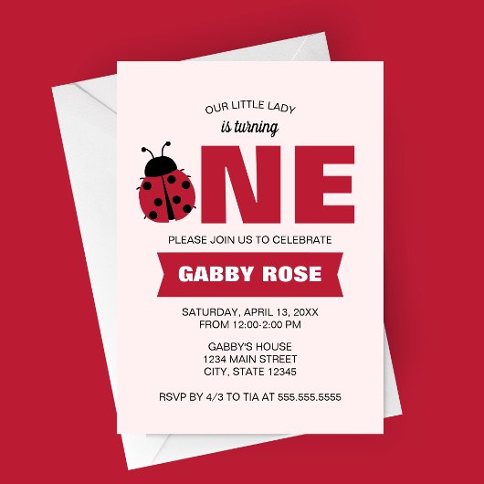 Ladybug First Birthday Invitation Einladung