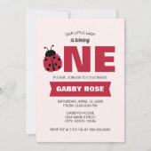 Ladybug First Birthday Invitation Einladung (Vorderseite)