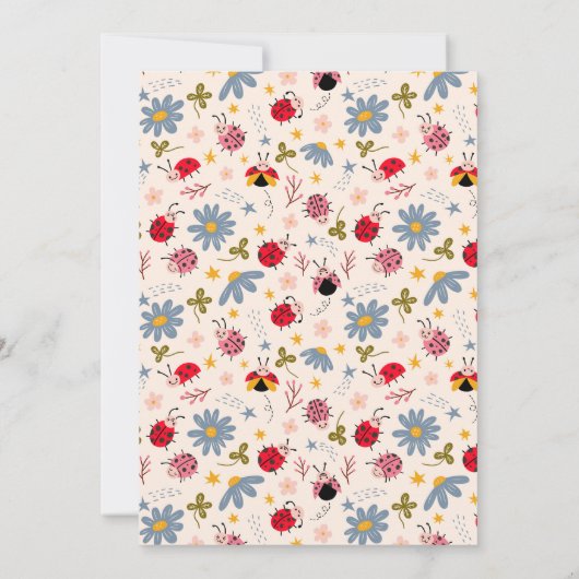 Ladybug Floral Birthday Party Dankeskarte (Rückseite)
