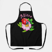 Ladybug Floral Black Women's Name Schürze (Vorderseite)