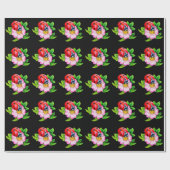 Ladybug Floral Black Wrapping Paper Geschenkpapier (Flach)