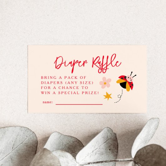 Ladybug Floral Diaper Raffle Ticket Begleitkarte