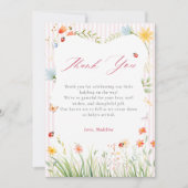Ladybug Floral Garden Spring Baby Shower  Dankeskarte (Vorderseite)