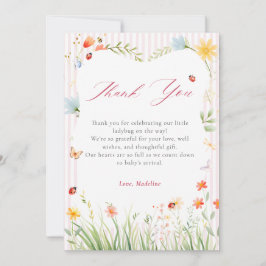 Ladybug Floral Garden Spring Baby Shower Dankeskarte