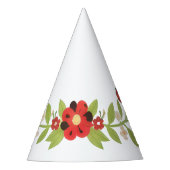 Ladybug Floral Garland Birthday Party Hat Partyhütchen (Vorderseite)