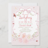 Ladybug Floral Girl Baby Shower Invitation Einladung (Vorderseite)