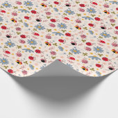 Ladybug Floral Pattern Geschenkpapier (Ecke)