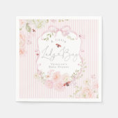 LadyBug Floral Pink Bow Baby Shower Napkins Serviette (Vorderseite)