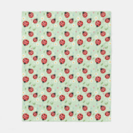 Ladybug Flower Pattern Fleecedecke