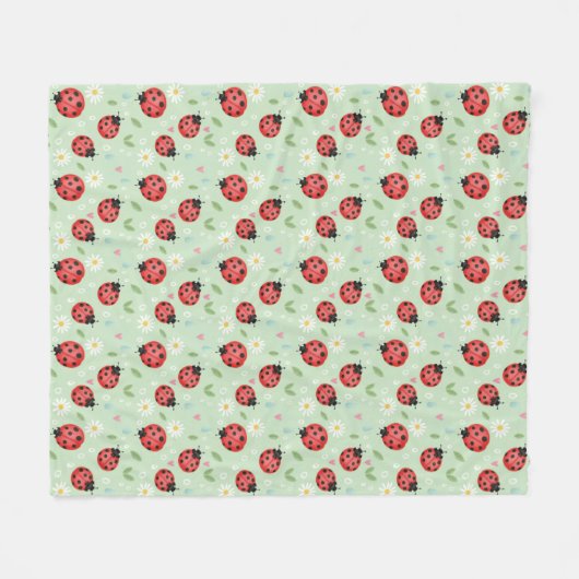 Ladybug Flower Pattern Fleecedecke (Vorderseite (Horizontal))