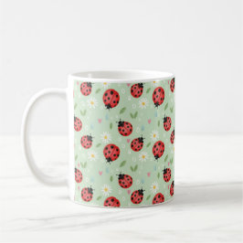 Ladybug Flower Pattern Kaffeetasse