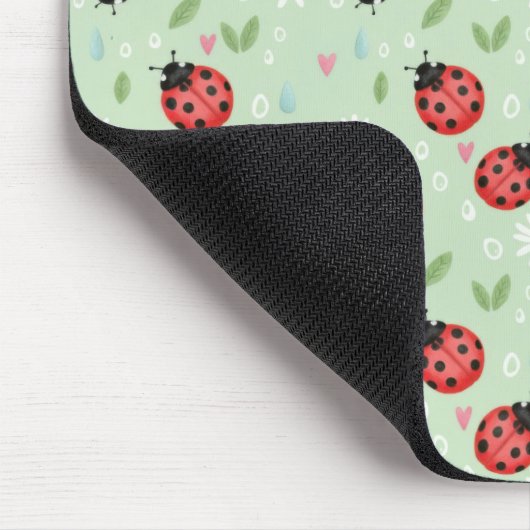 Ladybug Flower Pattern Mousepad (Ecke)