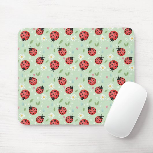Ladybug Flower Pattern Mousepad (Mit Mouse)