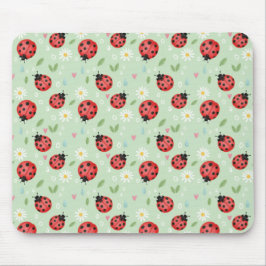 Ladybug Flower Pattern Mousepad