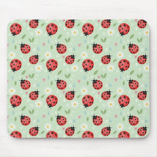 Ladybug Flower Pattern Mousepad (Vorne)