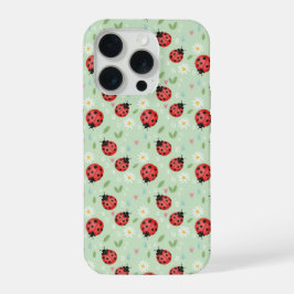 Ladybug Flower Pattern Phone Case iPhone 15 Pro Hülle