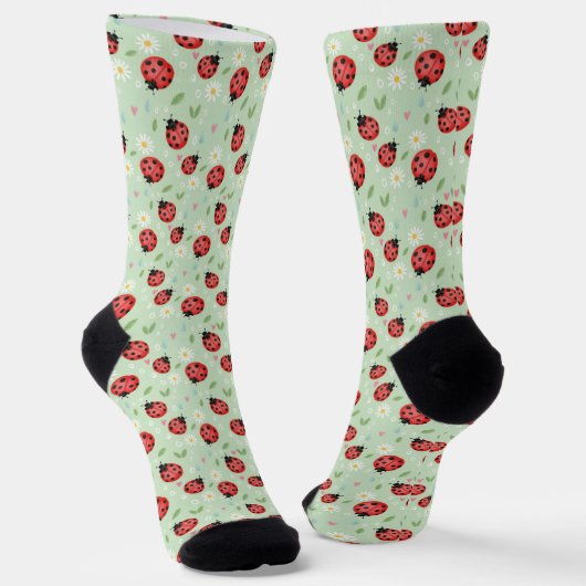 Ladybug Flower Pattern Socken (Gewinkelt)