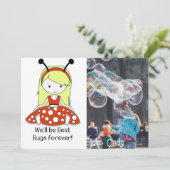 Ladybug Foto-Karte personalisieren Name Dankeskarte (Stehend Vorderseite)