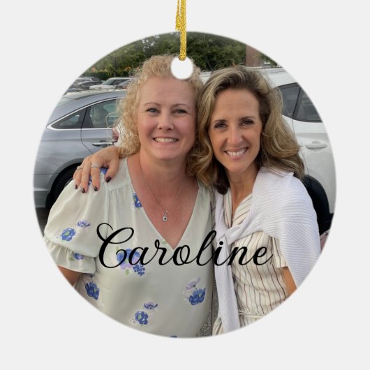 Ladybug Foto Personalisiert Keramik Ornament (Hinten)