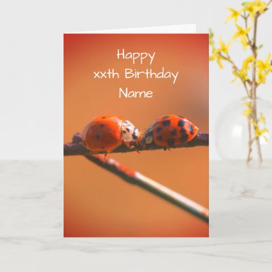 Ladybug Friends Nature Personalisiert Geburtstag Karte (Gelbe Blume)