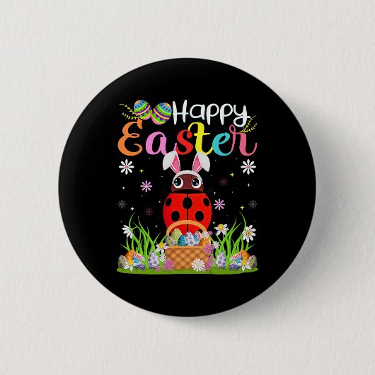 Ladybug Frohe Ostern Eierjagd Bunny Ohr Ladybug Ea Button (Vorderseite)