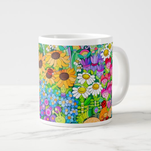 Ladybug Garden Blume Jumbo-Tasse (Vorderseite Rechts)