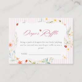 Ladybug Garden Floral Baby Shower Diaper Raffle Begleitkarte