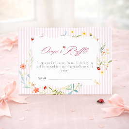 Ladybug Garden Floral Baby Shower Diaper Raffle Begleitkarte